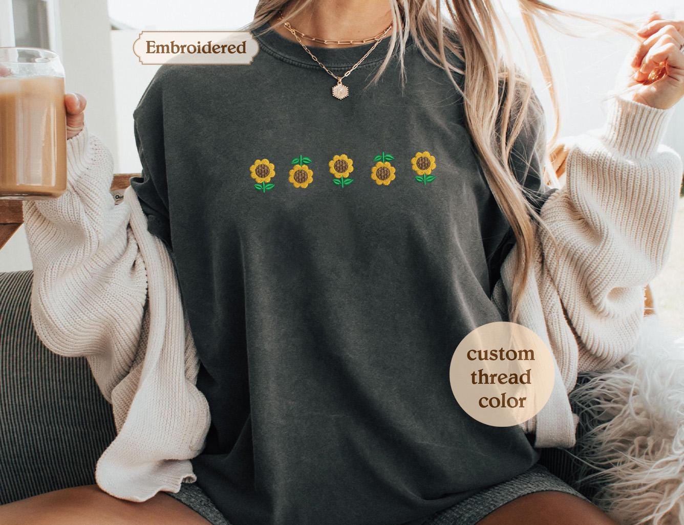 Embroidered Sunflowers