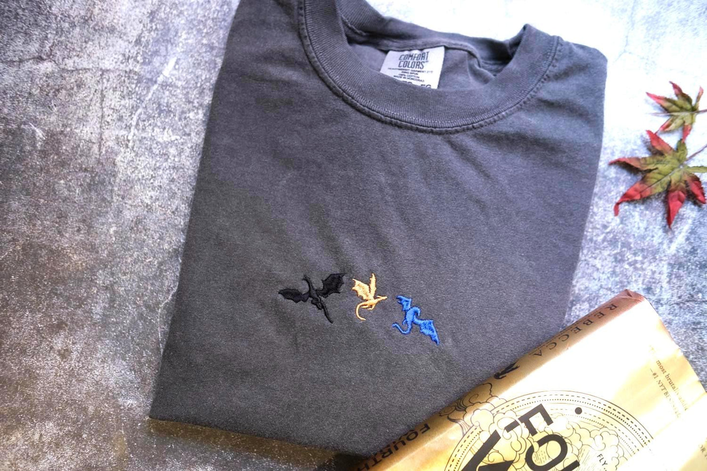 3 Tiny dragons Embroidered Bookish Shirt
