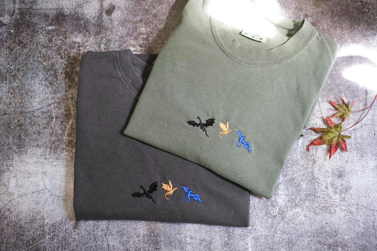 3 Tiny dragons Embroidered Bookish Shirt