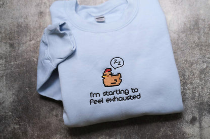 Pixel chicken I'm Starting To Feel Exhausted Valley Shirt, Sleepy Chicken Sweater, Pixel Art, Gamer Gift, For Him Pelican Town