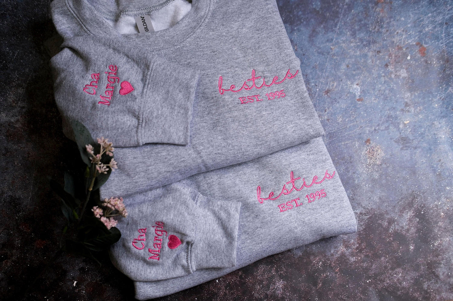 Custom Besties Sweatshirt With Names On Sleeve