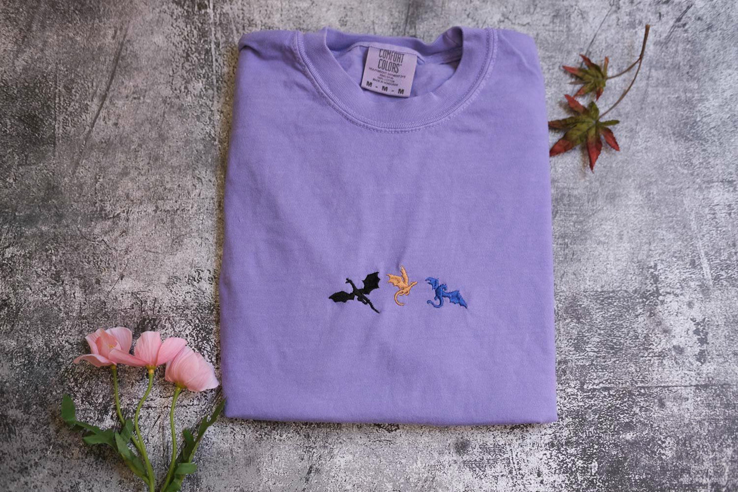 3 Tiny dragons Embroidered Bookish Shirt